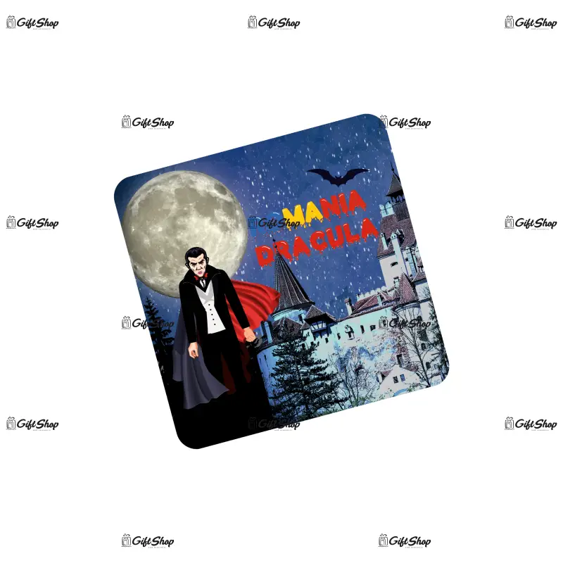 Dracula castelul bran, suport coster din lemn, model a